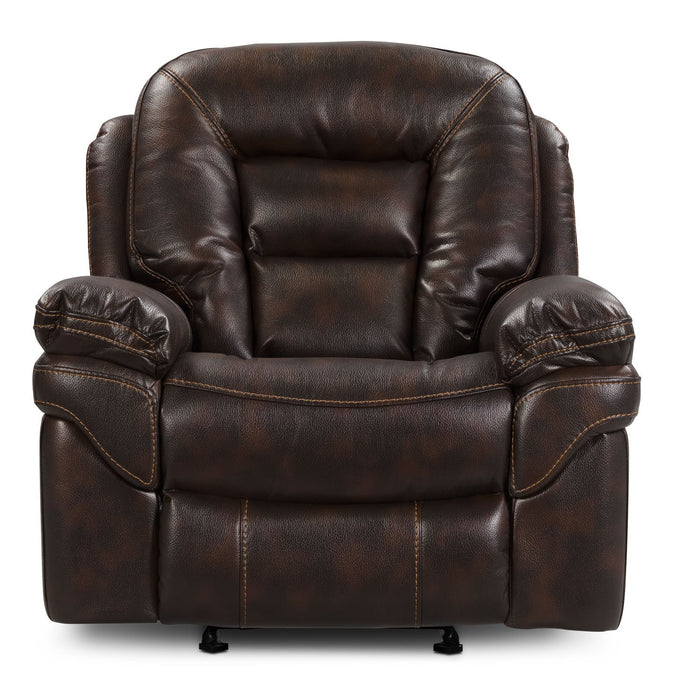 Fauteuil berçant et inclinable Leo de 41 po en tissu d’apparence cuir - brun noyer