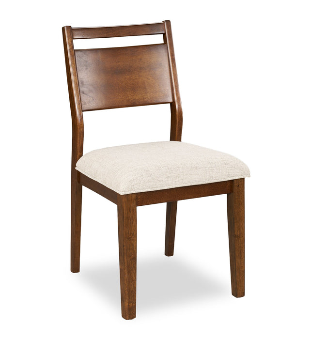 Chaise de salle à manger Vale en tissu de polyester et en bois avec dossier en échelle - brune et beige