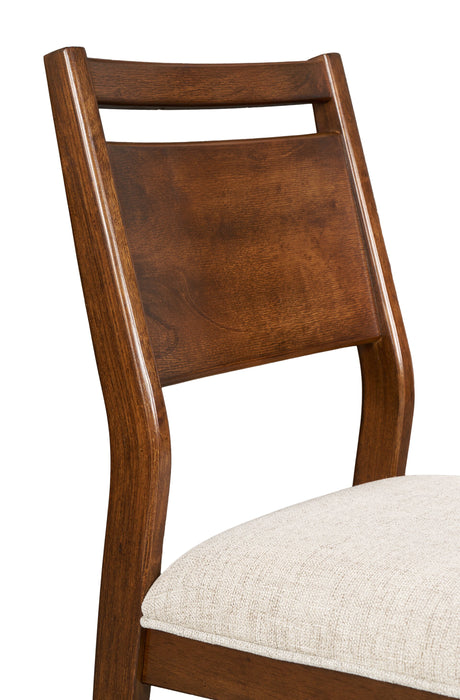 Chaise de salle à manger Vale en tissu de polyester et en bois avec dossier en échelle - brune et beige