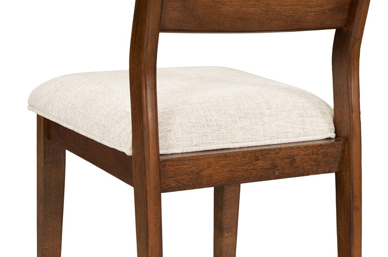 Chaise de salle à manger Vale en tissu de polyester et en bois avec dossier en échelle - brune et beige