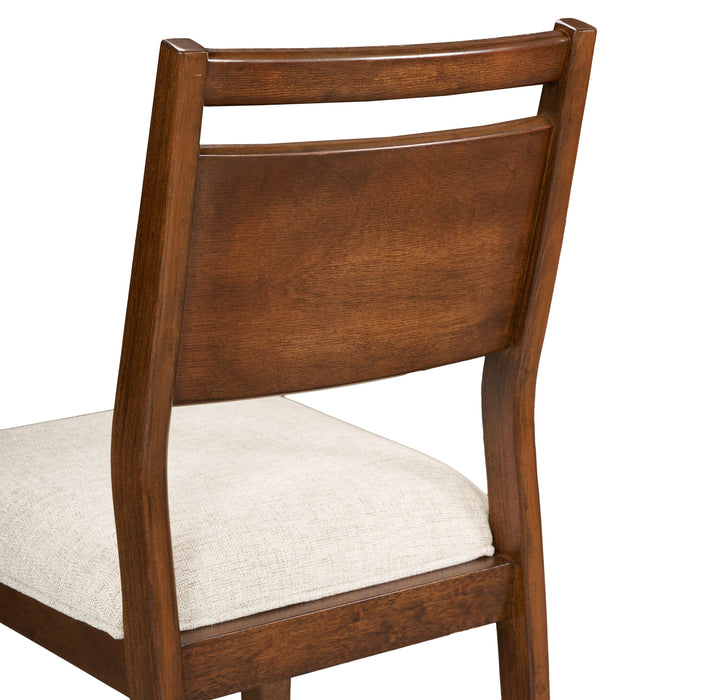 Chaise de salle à manger Vale en tissu de polyester et en bois avec dossier en échelle - brune et beige