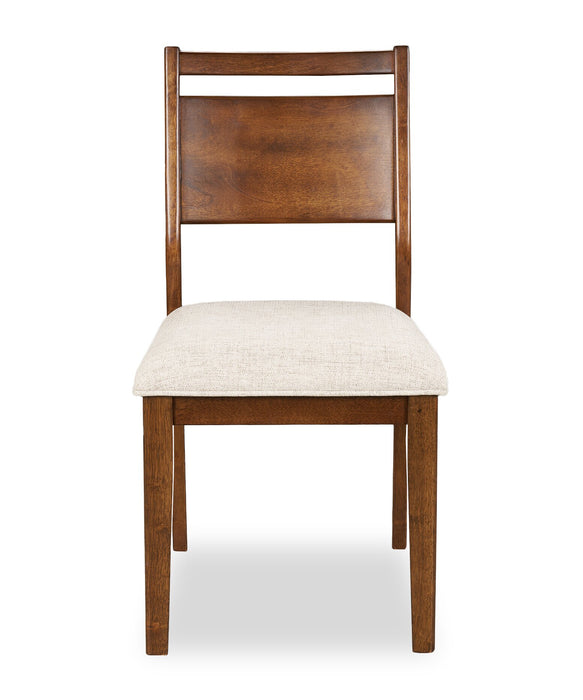 Chaise de salle à manger Vale en tissu de polyester et en bois avec dossier en échelle - brune et beige