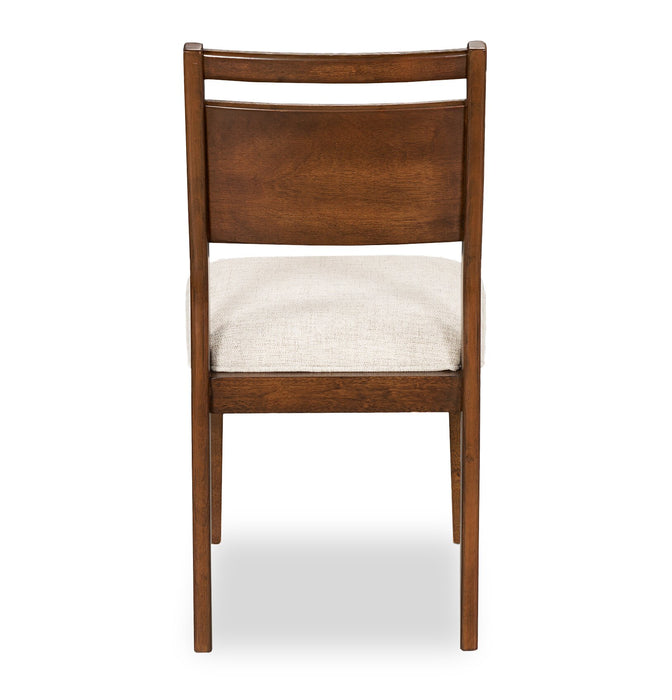 Chaise de salle à manger Vale en tissu de polyester et en bois avec dossier en échelle - brune et beige