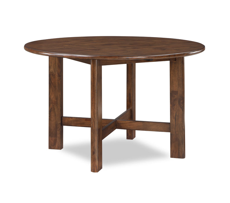 Ensemble de salle à manger Vale 5 pièces avec table ronde de 48 po (l) et 4 chaises - brun et beige