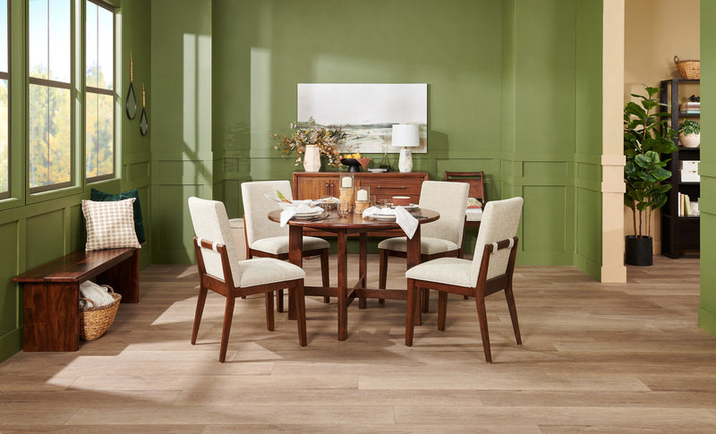 Chaise de salle à manger Vale en tissu de polyester et en bois - brune et beige
