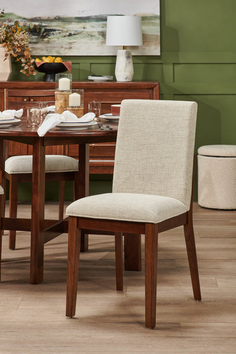 Chaise de salle à manger Vale en tissu de polyester et en bois - brune et beige