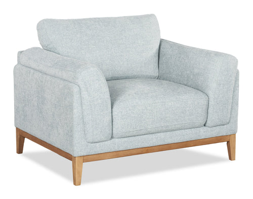  Fauteuil Valley de 44 po en tissu avec base et pattes en hévéa - gris