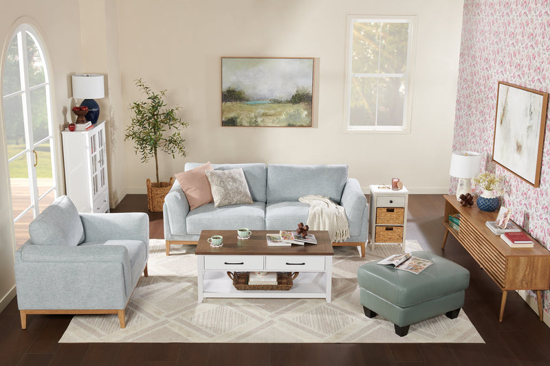 Fauteuil Valley de 44 po en tissu avec base et pattes en hévéa - gris