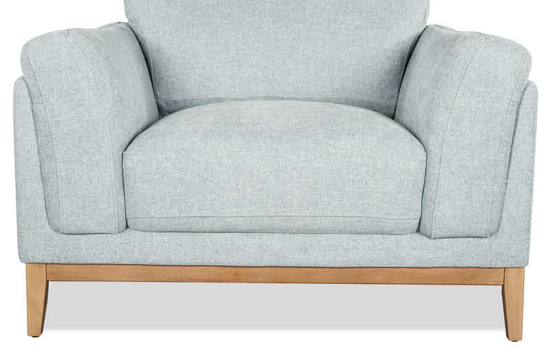 Fauteuil Valley de 44 po en tissu avec base et pattes en hévéa - gris