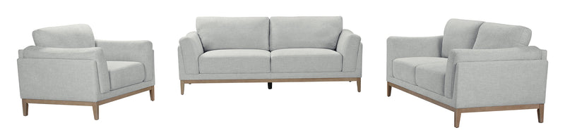 Fauteuil Valley de 44 po en tissu avec base et pattes en hévéa - gris