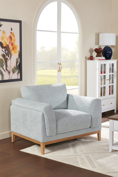 Fauteuil Valley de 44 po en tissu avec base et pattes en hévéa - gris