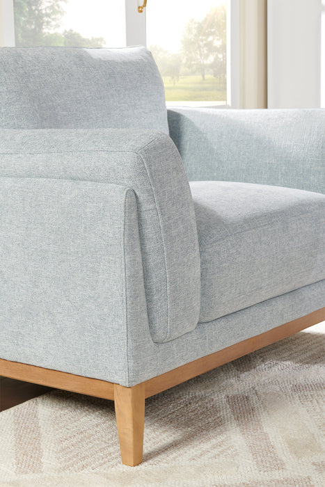 Fauteuil Valley de 44 po en tissu avec base et pattes en hévéa - gris