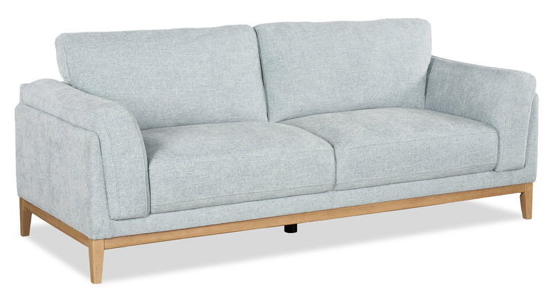 Sofa Valley de 83,5 po en tissu avec base et pattes en hévéa - gris