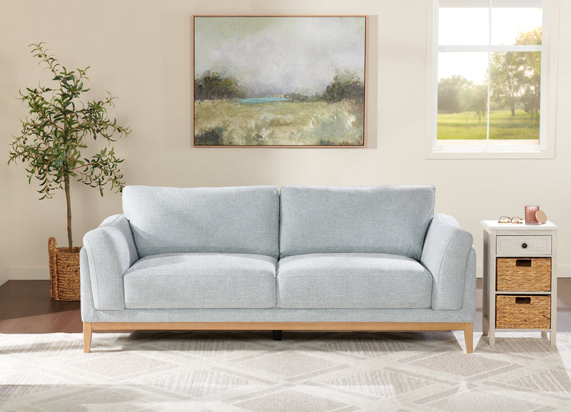 Sofa Valley de 83,5 po en tissu avec base et pattes en hévéa - gris