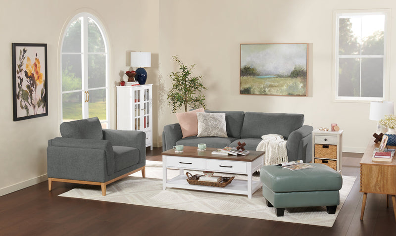 Sofa Valley de 83,5 po en tissu avec base et pattes en hévéa - étain