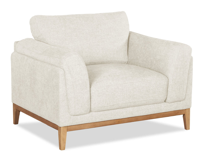 Fauteuil Valley de 44 po en tissu avec base et pattes en hévéa - sable