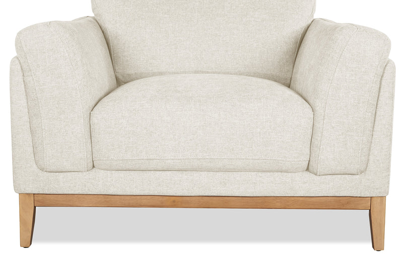 Fauteuil Valley de 44 po en tissu avec base et pattes en hévéa - sable
