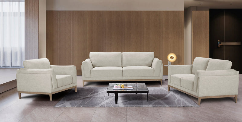 Sofa Valley de 83,5 po en tissu avec base et pattes en hévéa - sable