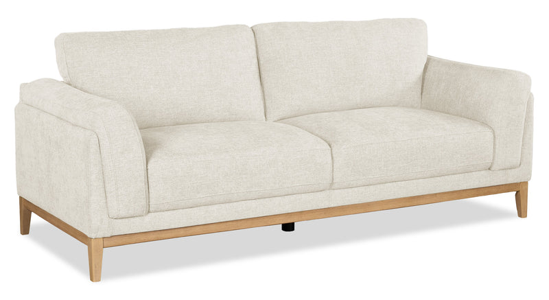 Sofa Valley de 83,5 po en tissu avec base et pattes en hévéa - sable