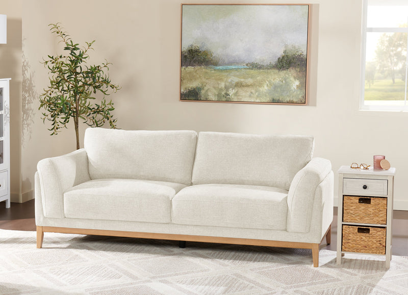 Sofa Valley de 83,5 po en tissu avec base et pattes en hévéa - sable