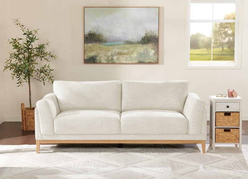 Sofa Valley de 83,5 po en tissu avec base et pattes en hévéa - sable