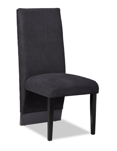 Vega Dining Chair with Polyester Fabric, Wood, Channeled Tufting - Black | Chaise de salle à manger Vega en tissu de polyester et bois avec capitonnage à canaux - noire