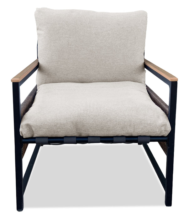 Ensemble Vegas 4 pièces pour la terrasse à l’extérieur avec causeuse, 2 fauteuils et table à café - naturel et noir