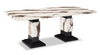 ["Table de salle à manger Vega de 82 po (L) avec imitation de marbre et base piédestal - noire et blanche"]
