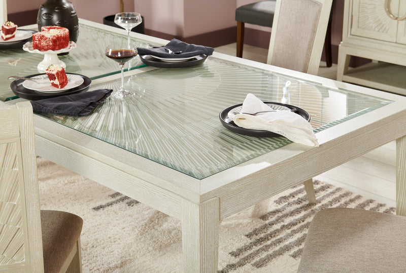 Table de salle à manger Vida de 78 po (L) avec incrustations en verre - sable