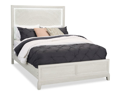 Vida Panel Bed with Headboard & Frame, Sand - Queen Size | Lit à panneaux Vida avec tête de lit et cadre de lit, sable - format grand lit