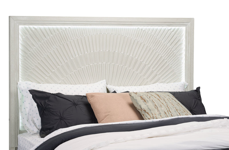 Lit à panneaux Vida avec tête de lit et cadre de lit, sable - format grand lit