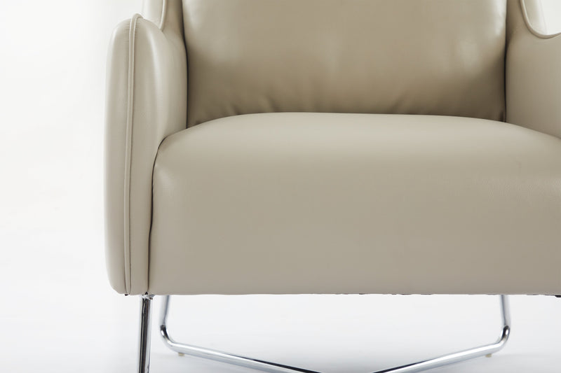 Fauteuil d’appoint Vine de 34,6 po en tissu d’apparence cuir avec pattes en métal - taupe 