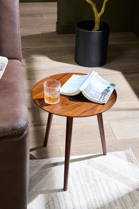 Table de bout ronde moderne Viola de 20 po - noyer brun 