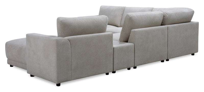 Sofa sectionnel modulaire de droite Voyage 6 pièces en tissu avec console et coussins de dossier amovibles - beige