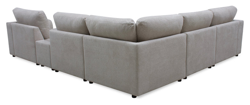 Sofa sectionnel modulaire de droite Voyage 6 pièces en tissu avec console et coussins de dossier amovibles - beige