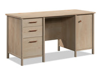 Bureau d’ordinateur Whitaker Point de 59,06 po de qualité commerciale à 3 tiroirs avec armoire - érable naturel