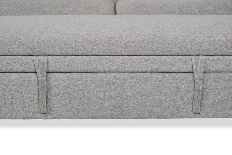 Sofa-lit Wilson de 77,5 po en tissu d’apparence lin avec coussins de dossier rabattables et pattes en métal - gris Solis 