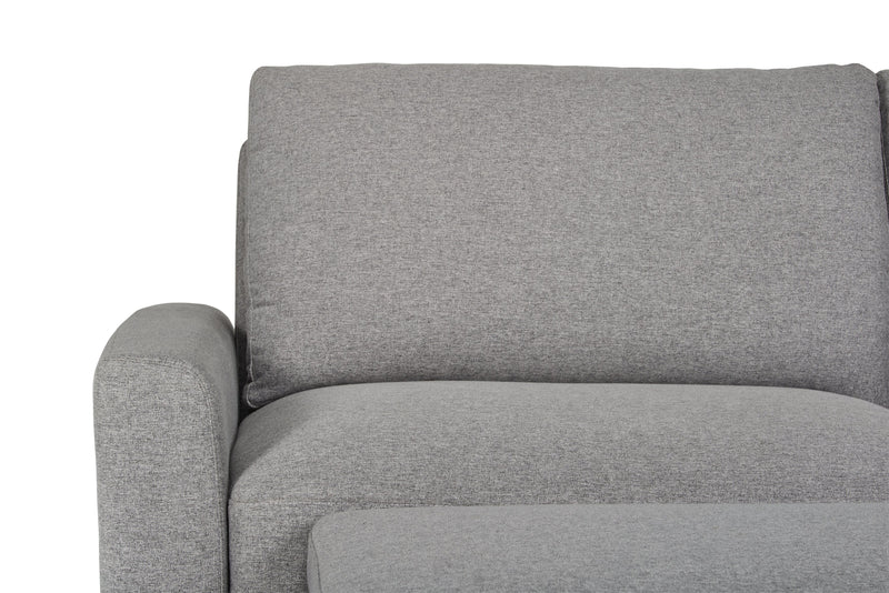 Sofa-lit Wilson de 77,5 po en tissu d’apparence lin avec coussins de dossier rabattables et pattes en métal - gris Solis 
