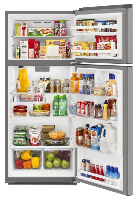 Réfrigérateur Whirlpool de 16,3 pi³ et de 28 po à congélateur supérieur - acier dolos - WRTX5028PM