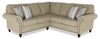 Sofa sectionnel Wynn 2 pièces fabriqué au Canada en tissu de chenille avec bordure de clous décoratifs et pattes en oignon en bois - taupe 