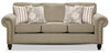 Sofa Wynn de 93 po fabriqué au Canada en tissu de chenille avec bordure de clous décoratifs et pattes en oignon en bois - taupe