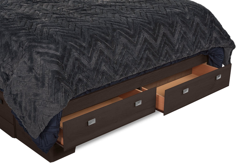 Ensemble de chambre à coucher Yorkdale brun 5 pièces avec lit double de rangement
