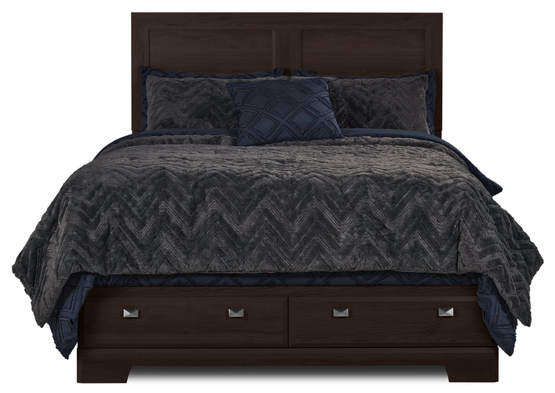 Ensemble de chambre à coucher Yorkdale brun 5 pièces avec lit double de rangement