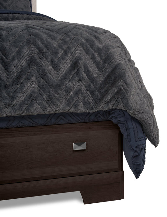 Ensemble de chambre à coucher Yorkdale brun 5 pièces avec lit double de rangement