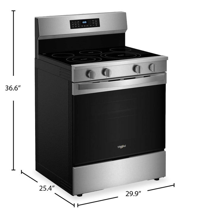 Cuisinière électrique Whirlpool de 5,3 pi3 et de 30 po avec friture à air sans préchauffage - acier inoxydable résistant aux traces de doigts - YWFES7030SZ