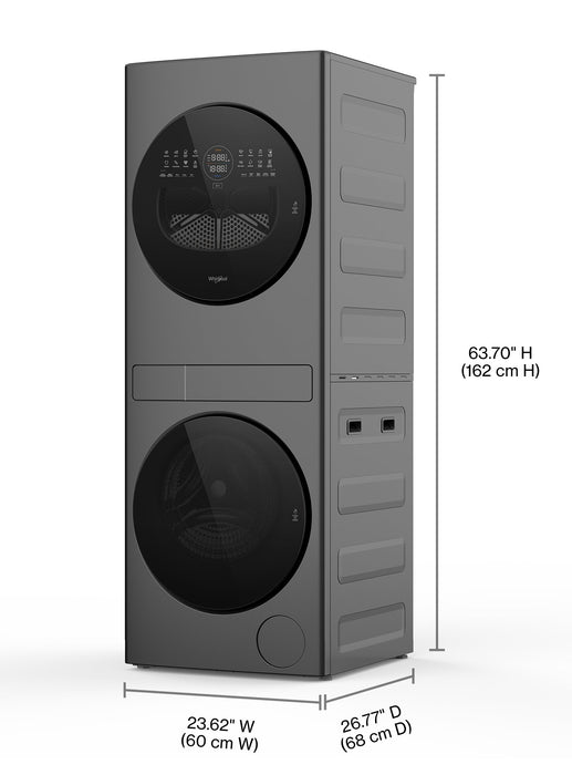 Laveuse de 3,2 pi3 et sécheuse électrique de 4,3 pi3 de Whirlpool - noires - YWFH5424SJ
