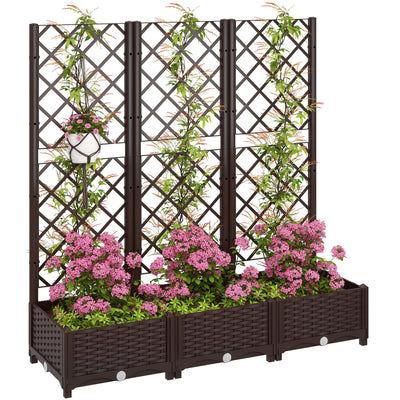 Outsunny Plastic Raised Bed, Garden Box With Trellis, 47" X 16" X 48"