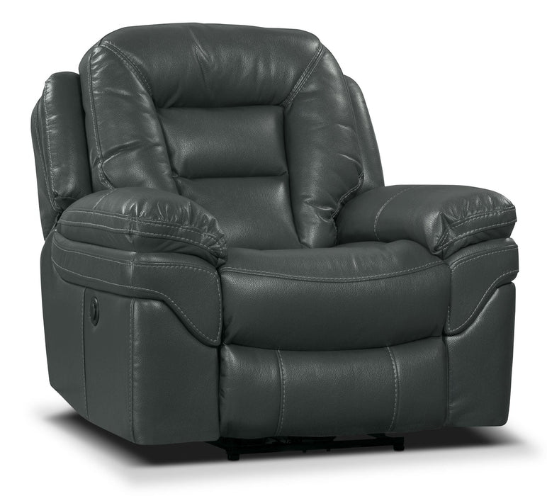 Fauteuil à inclinaison électrique Leo de 41 po en tissu d’apparence cuir - gris