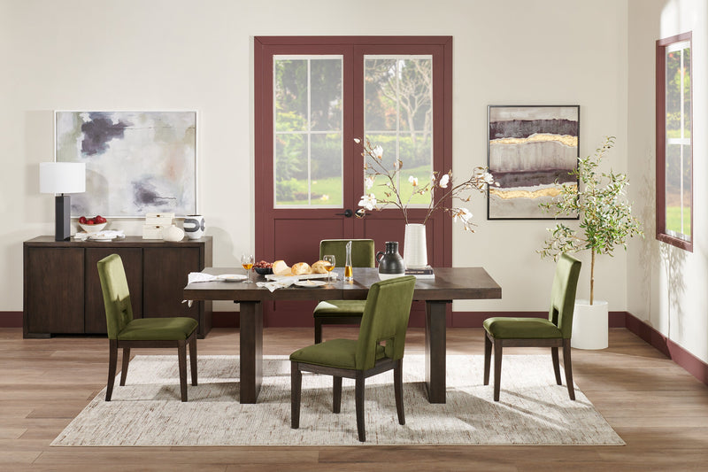 Chaise de salle à manger Zelda en tissu de chenille - vert et brun espresso