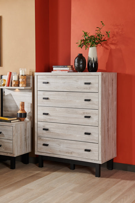 Commode verticale Zen de 44,7 po (L) x 52,5 po (H) à 5 tiroirs pour la chambre à coucher - grise